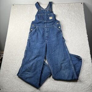 Vintage Carhartt Overalls Mens 32x32 Blue Denim Carpenter Bib USA 88FB Union